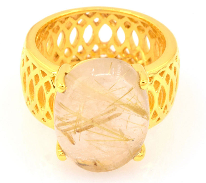 Affinity Gems Golden Rutile Quartz Solitaire Ring, Sterling — View 4