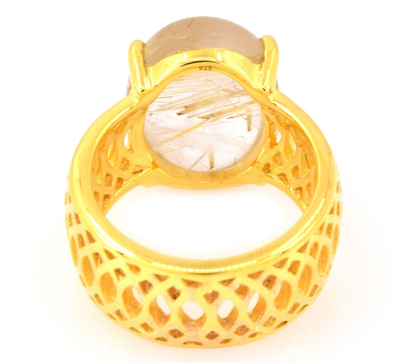Affinity Gems Golden Rutile Quartz Solitaire Ring, Sterling — View 5