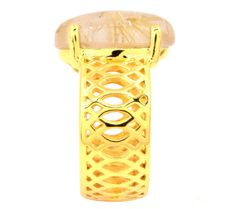 Affinity Gems Golden Rutile Quartz Solitaire Ring, Sterling — View 7
