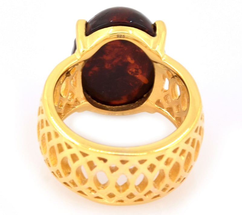 Affinity Gems Amber Solitaire Ring, 14K Gold Plated — View 5