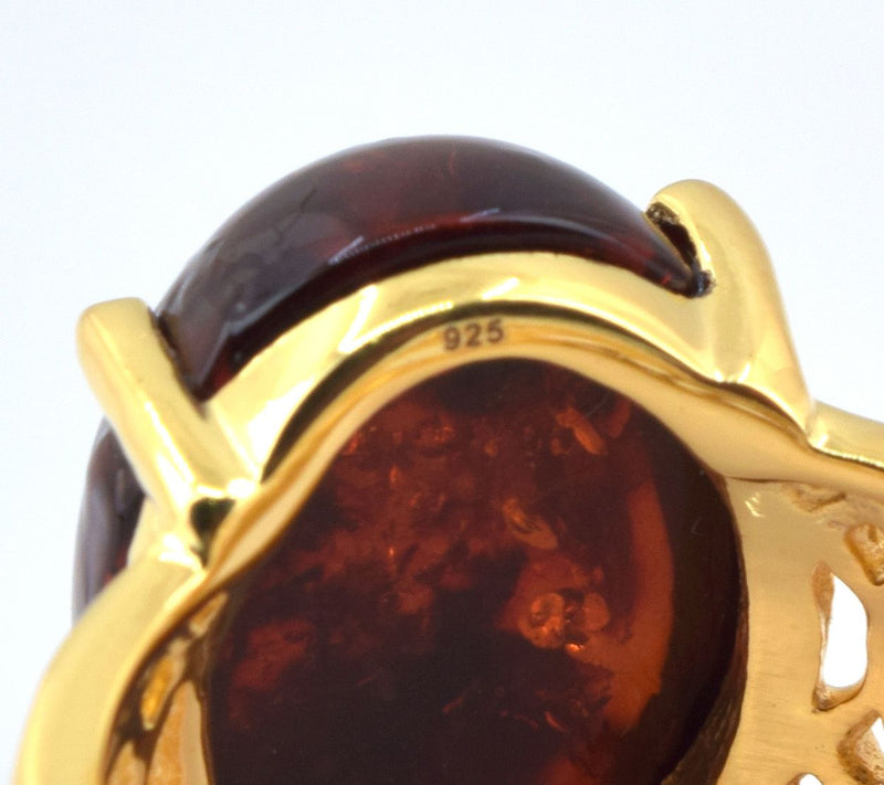 Affinity Gems Amber Solitaire Ring, 14K Gold Plated — View 6