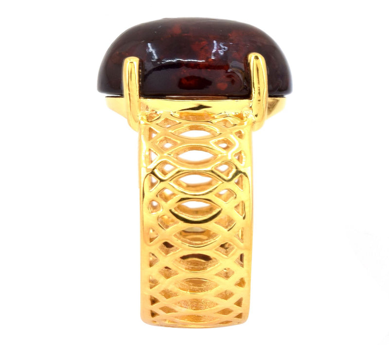 Affinity Gems Amber Solitaire Ring, 14K Gold Plated — View 7