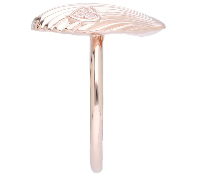 Goddaughters 14K Rose Gold Clad White Topaz Love Shell Ring — View 3