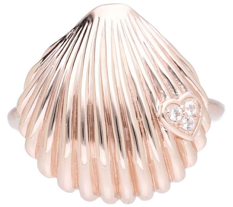 Goddaughters 14K Rose Gold Clad White Topaz Love Shell Ring — Main view