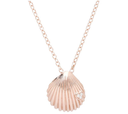 Goddaughters 14K Rose Clad White Topaz Love Shell Necklace