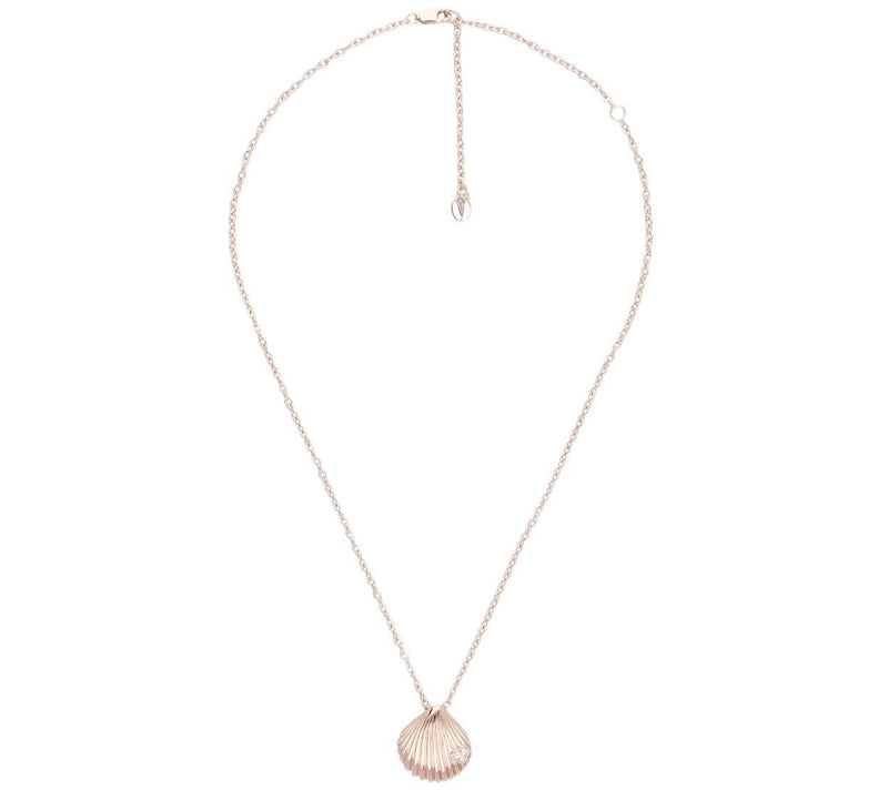 Goddaughters 14K Rose Clad White Topaz Love Shell Necklace — View 5