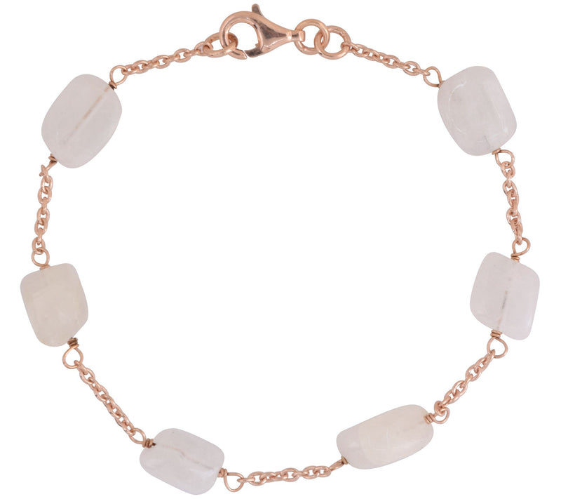 14K Rose Gold Plated Rainbow Moonstone Bead Bracelet — Main view
