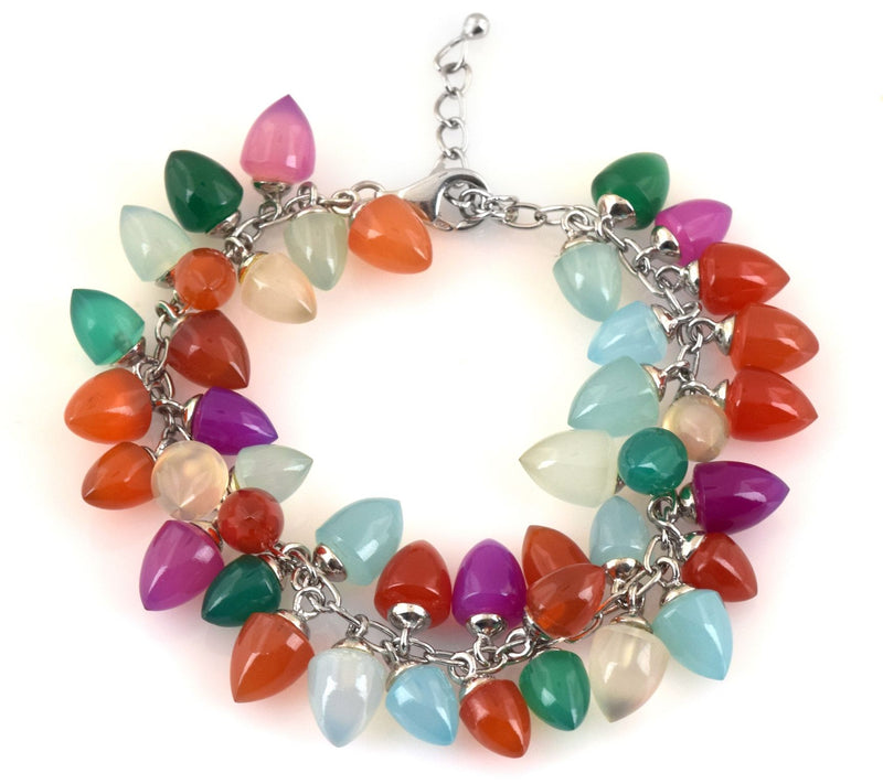 Sterling Silver Multi-Color Chalcedony Bead Bracelet — Main view