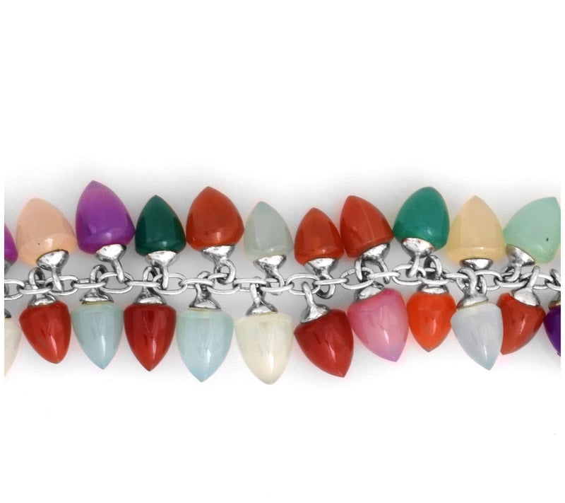 Sterling Silver Multi-Color Chalcedony Bead Bracelet — View 6