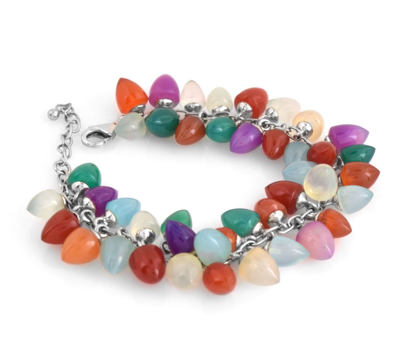 Sterling Silver Multi-Color Chalcedony Bead Bracelet — View 4