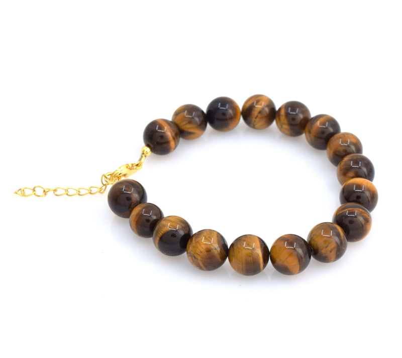 14K Gold Plated Tiger Eye Bead Bracelet — Main view