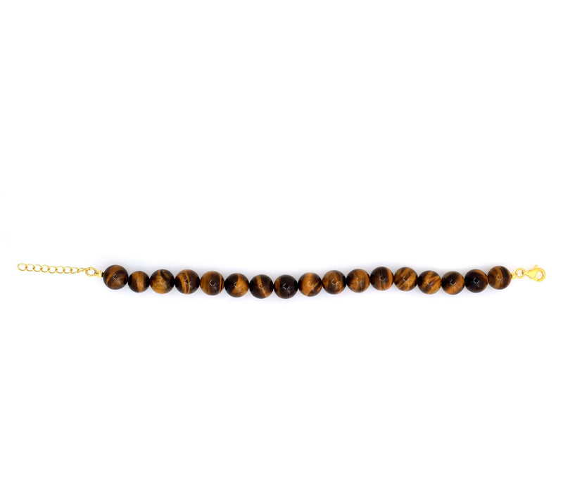 14K Gold Plated Tiger Eye Bead Bracelet — View 5
