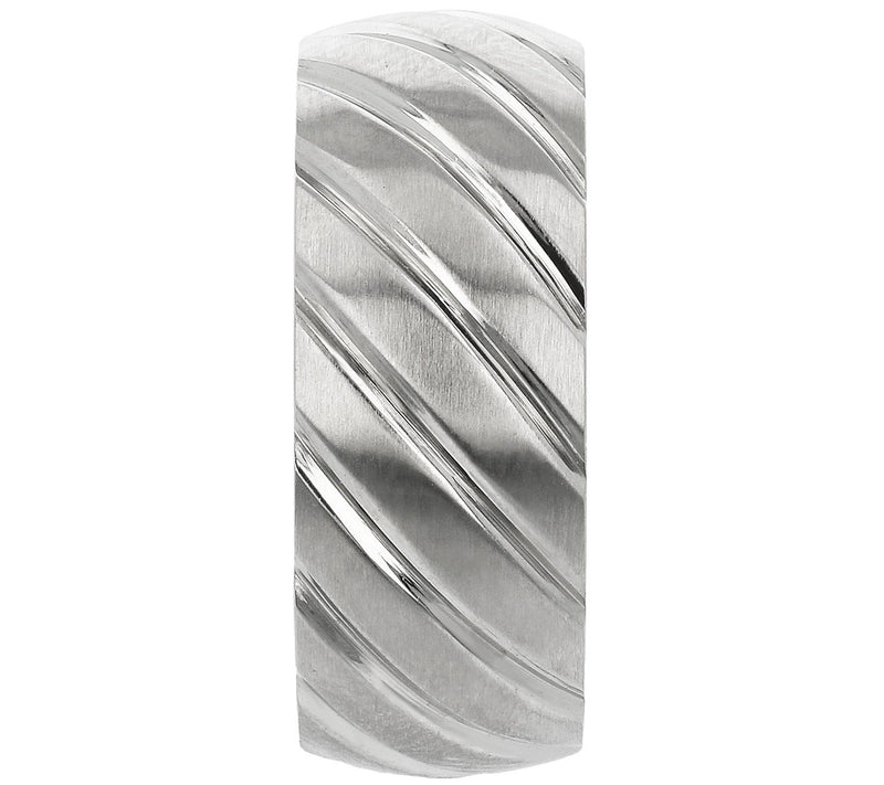 Steel by Design Satin Finished Diagonal Design Band Ring — View 5