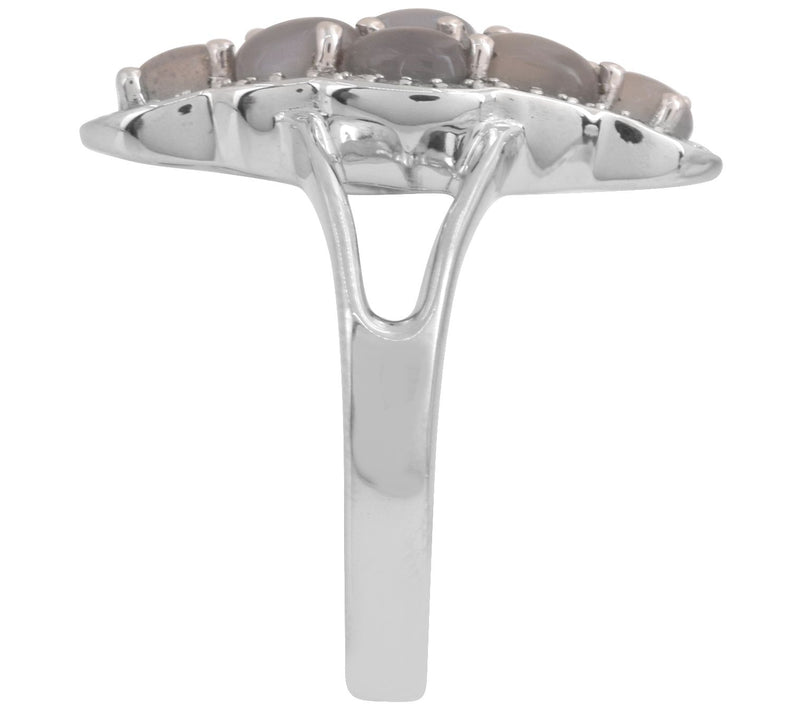 Affinity Gems White Topaz & Moonstone Cluster Ring, Sterling — View 4