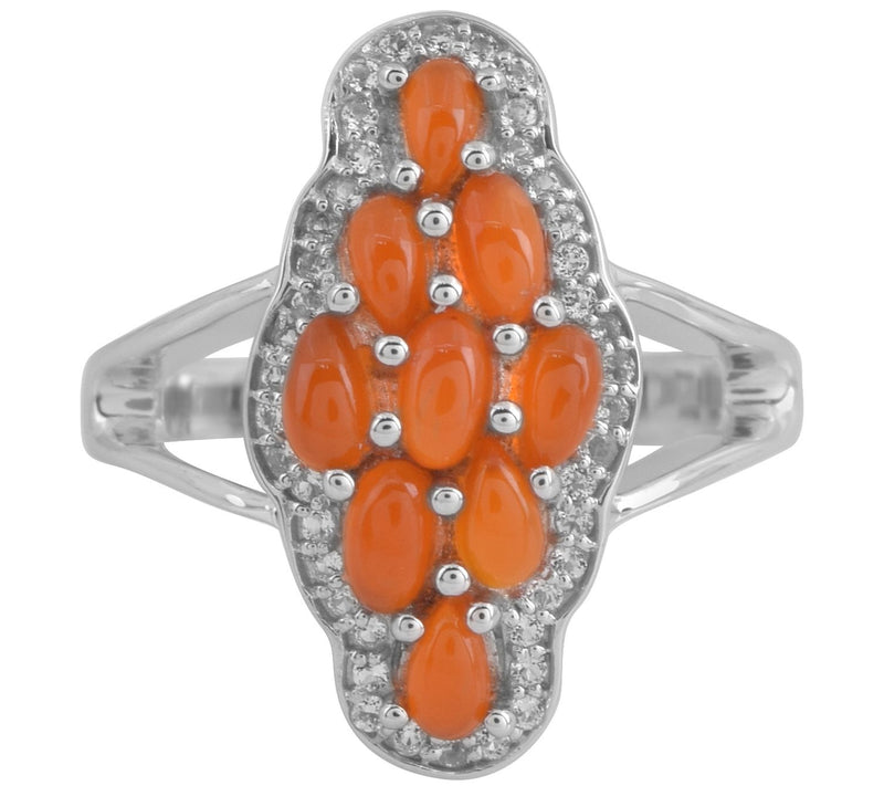Affinity Gems Carnelian & White Topaz Cluster Ring, Sterling — View 4