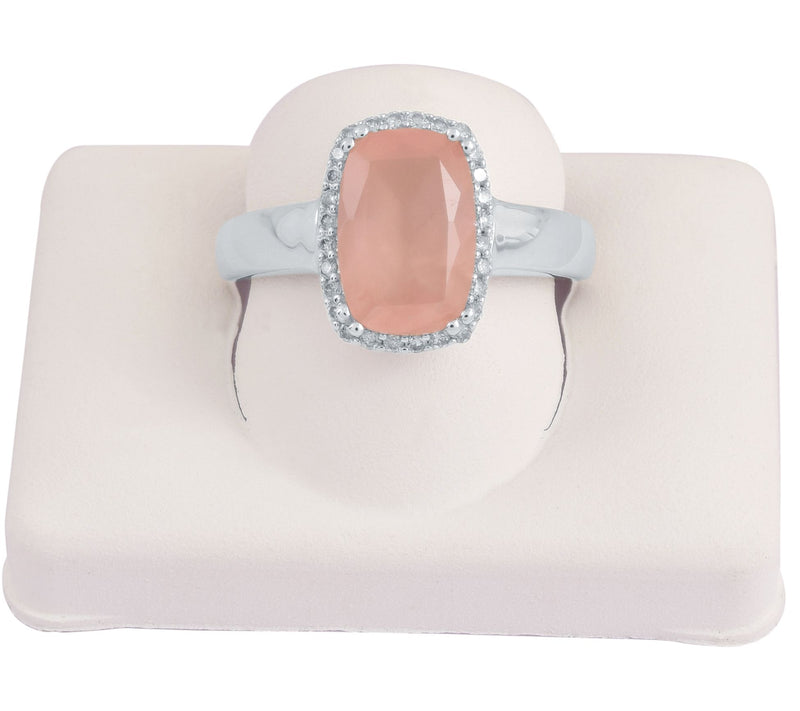 Affinity Gems Diamond & Rose Quartz Ring, Sterling — View 8