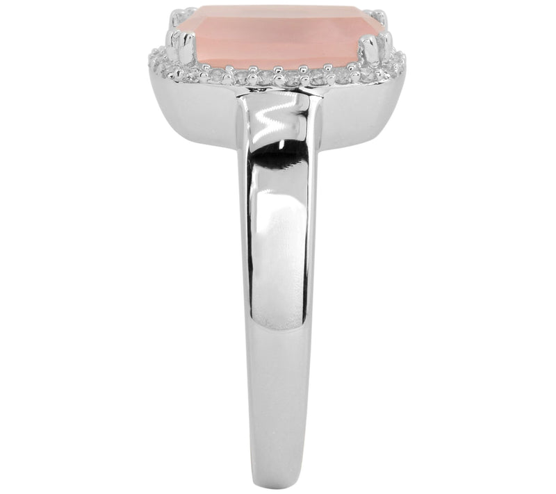 Affinity Gems Diamond & Rose Quartz Ring, Sterling — View 6