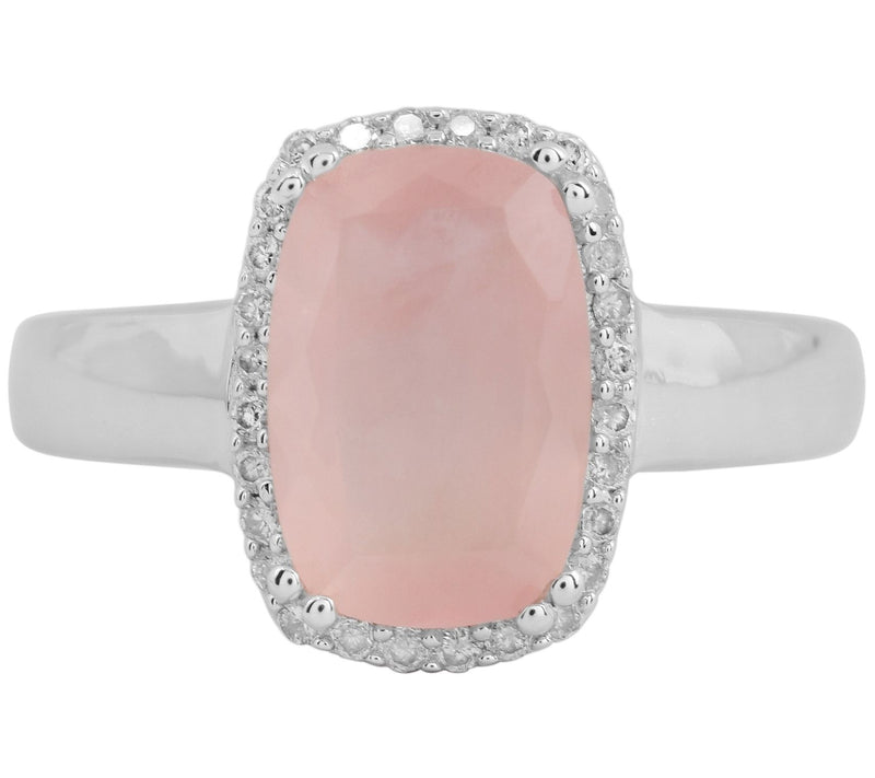 Affinity Gems Diamond & Rose Quartz Ring, Sterling — View 4
