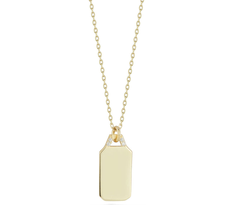Sterlina Silver Pave Tag Penda nt w/ Chain, St erling — View 5