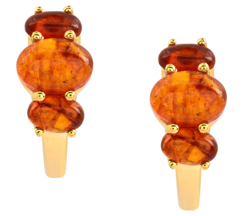 Affinity Gems Amber Hoop Earrings, 14K Gold Plated — View 3