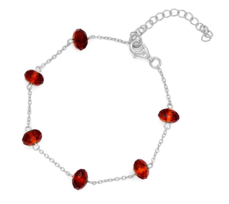 Affinity Gems Amber Bead Station Bracelet, Sterling Silver — View 3