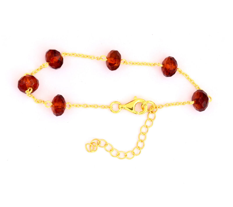 Affinity Gems Amber Bead Station Bracelet, 14KGold Plated — View 6