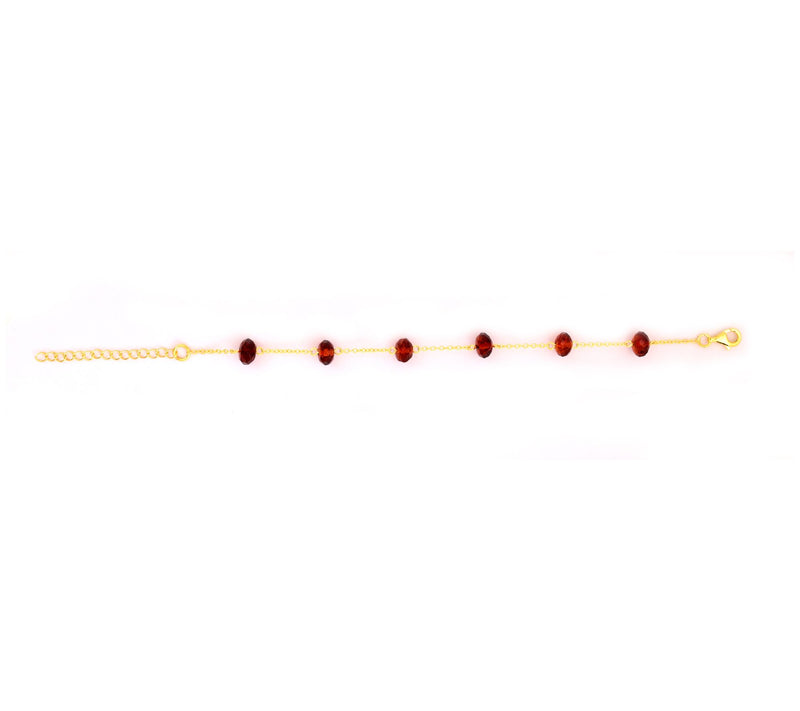 Affinity Gems Amber Bead Station Bracelet, 14KGold Plated — View 4