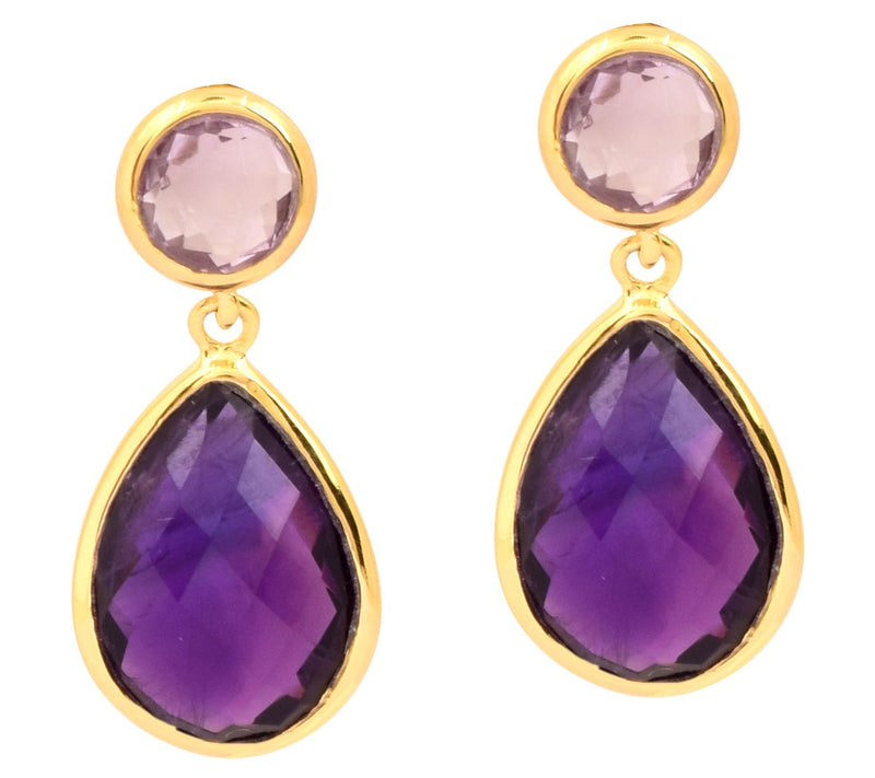 Affinity Gems Amethyst & Rose De France Earrings, 14K Plated — View 5