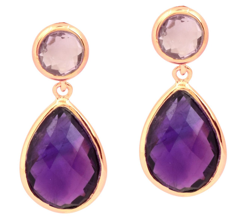 Affinity Gems Amethyst & Rose De France Earrings, 14K Plated — Main view