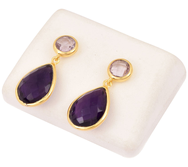 Affinity Gems Amethyst & Rose De France Earrings, 14K Plated — View 8