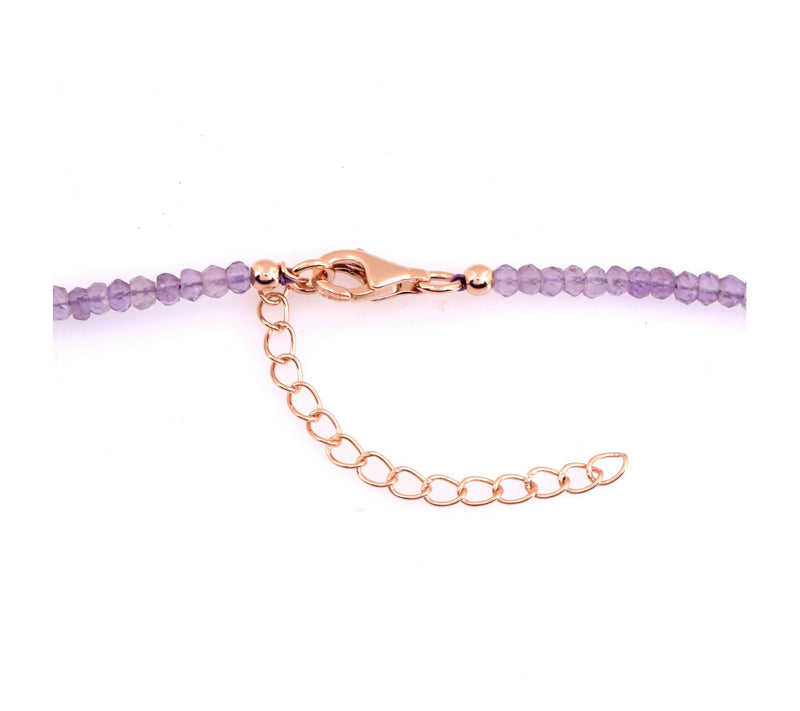 14K Rose Gold Plated Amethyst Rose De France Beaded Necklace — View 6