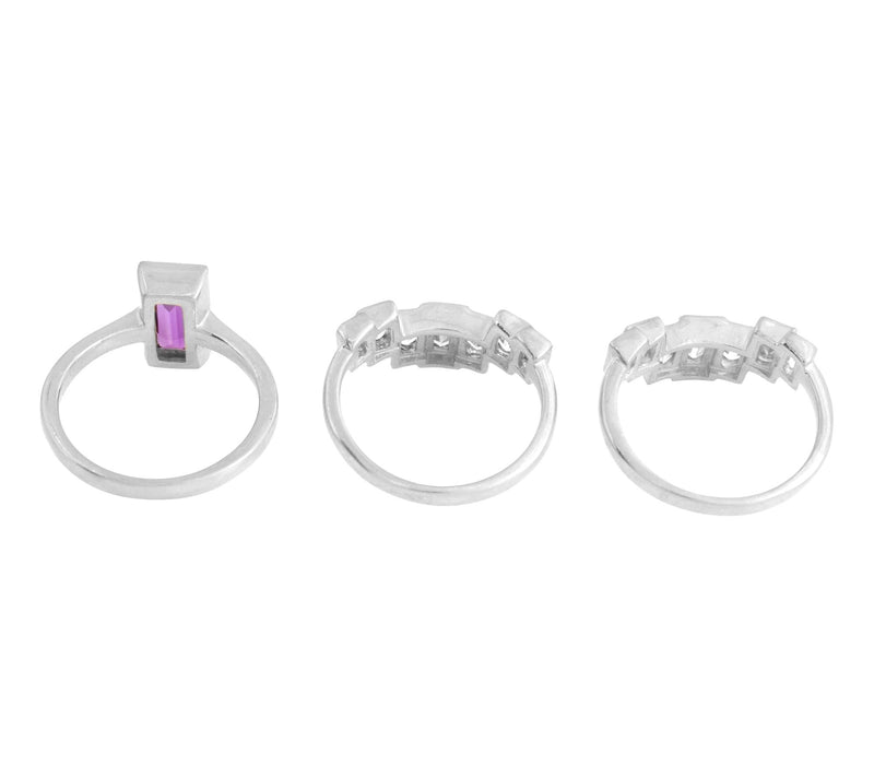 Affinity Gems Amethyst & White Topaz Ring Set, Sterling — View 5