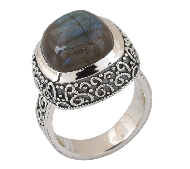 Artisan Crafted Sterling Labradorite Solitaire Ring — View 3