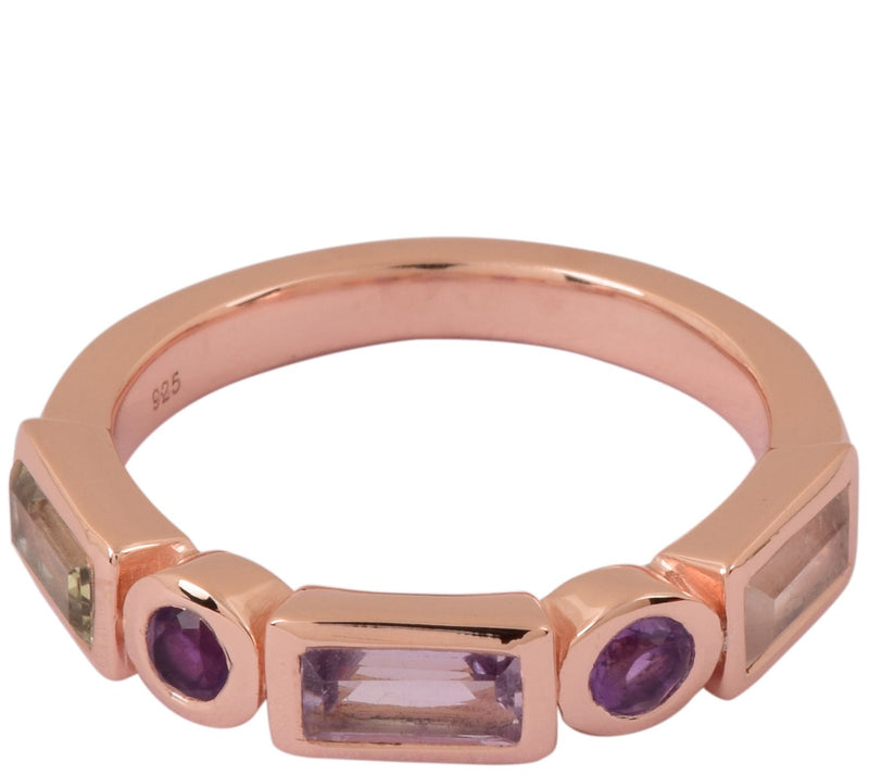 Affinity Gems Multi-Gemstone Band Ring, 14K Rose Gold Plated — View 4