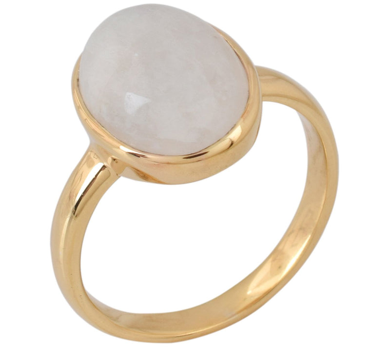 Affinity Gems Oval Rainbow Moonstone Ring, 14K Gold Plated — Main view