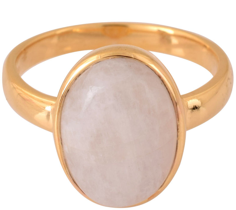 Affinity Gems Oval Rainbow Moonstone Ring, 14K Gold Plated — View 4