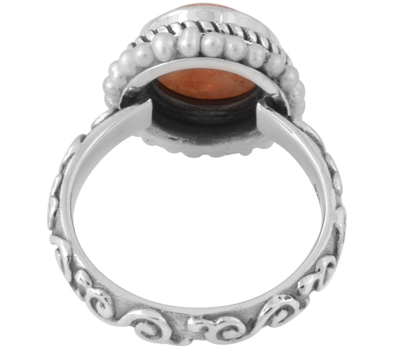 Artisan Crafted Sterling Sunstone & Cultured Pe arl Halo Ring — View 6