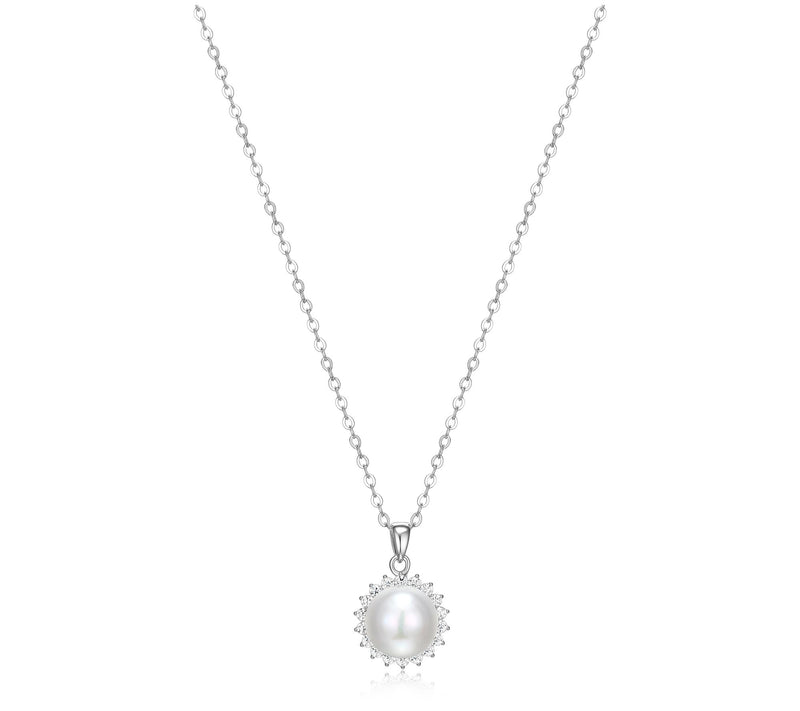 Diamonique & Cultured Pearl Earrings & Necklace Set, Sterling — View 5