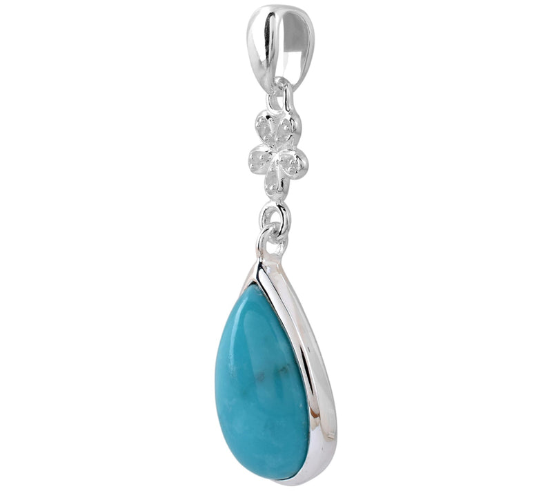 Affinity Gems Turquoise & White Topaz Pendant,terling — Main view