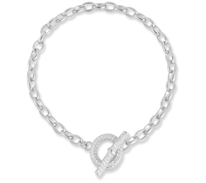Sterlina Silver Pave Toggle Clasp Bracelet, Sterling — View 3
