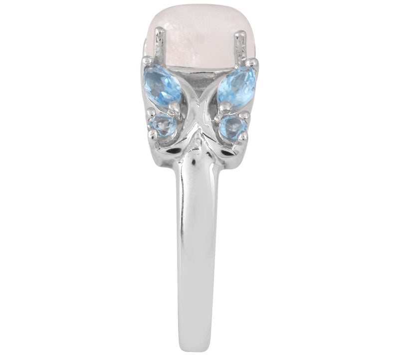 Affinity Gems Rainbow Moonstone & Blue Topaz Ring, Sterling — View 4