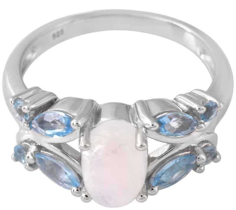 Affinity Gems Rainbow Moonstone & Blue Topaz Ring, Sterling — View 5