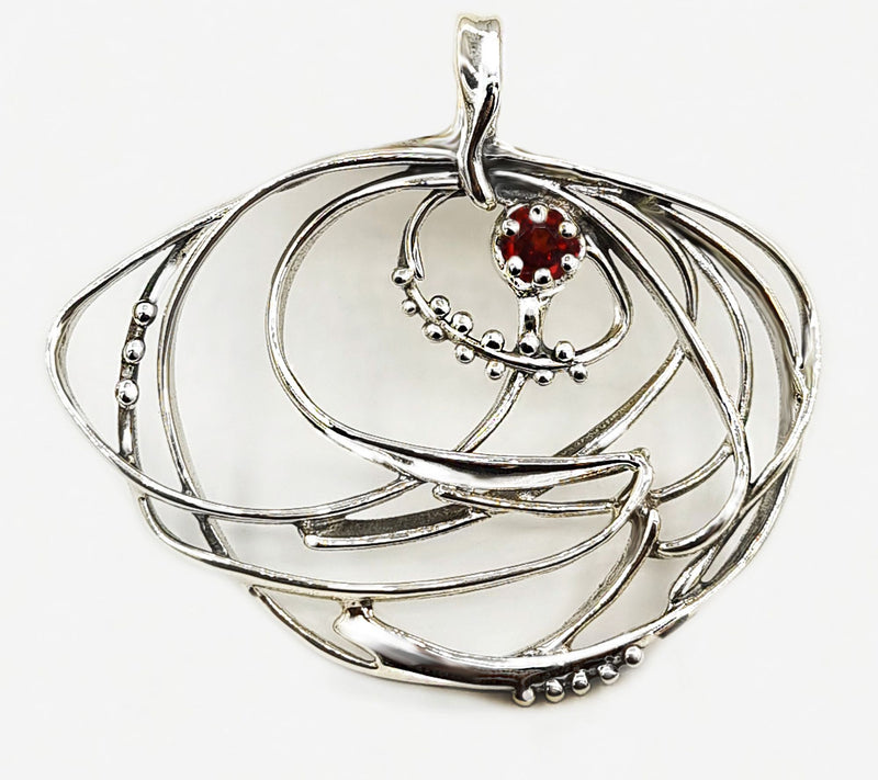 Hagit Sterling Silver Wave Whirlpool Gemstone Pendant — View 10