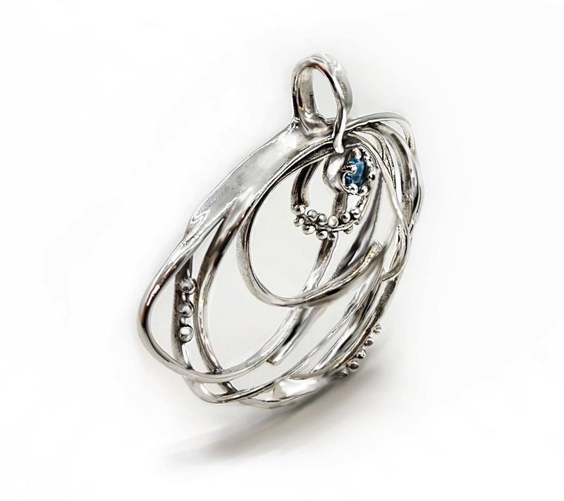 Hagit Sterling Silver Wave Whirlpool Gemstone Pendant — View 2