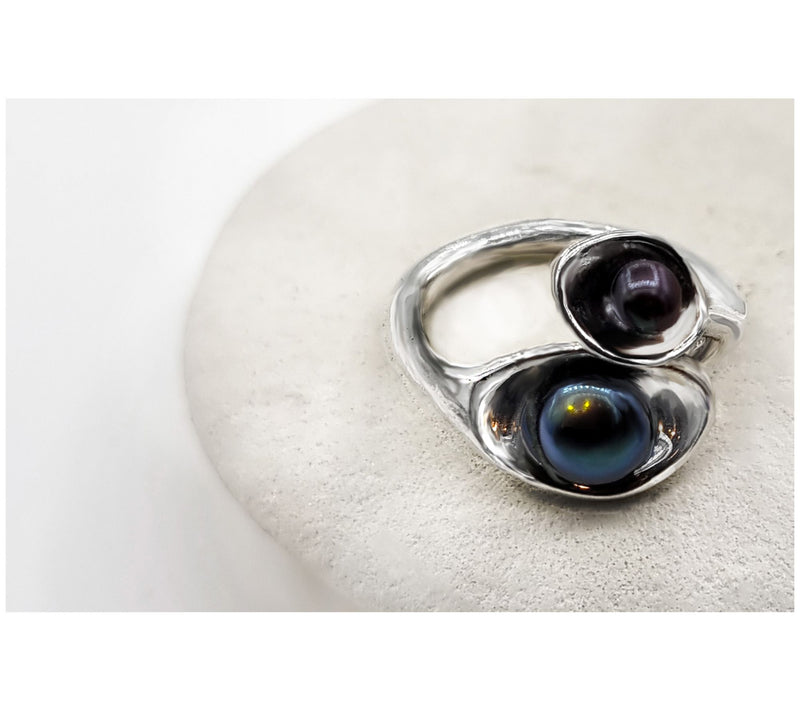 Hagit Sterling Silver Morning Dew Cultured Pearl Ring — View 6