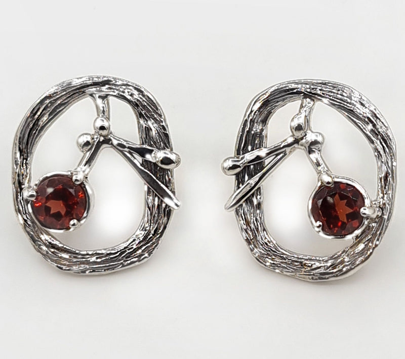 Hagit Sterling Silver Olive Branch Gemstone Earrings — View 2