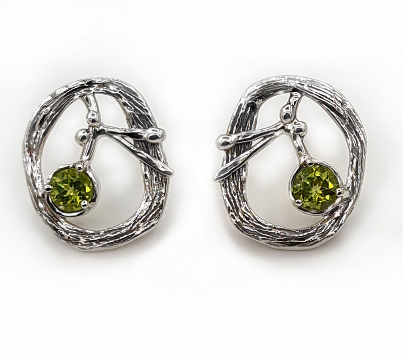 Hagit Sterling Silver Olive Branch Gemstone Earrings — View 13