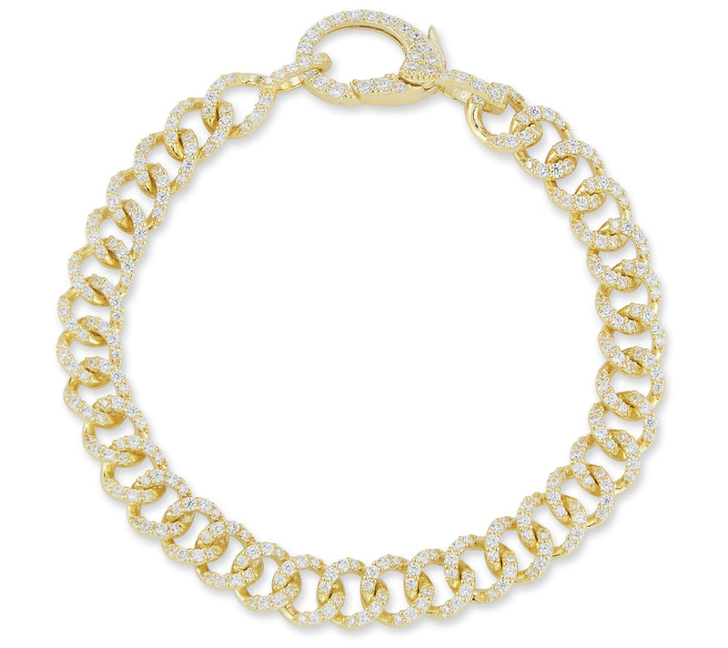 Sterlina Silver Pave Curb Link Chain Bracelet,Sterling — View 5