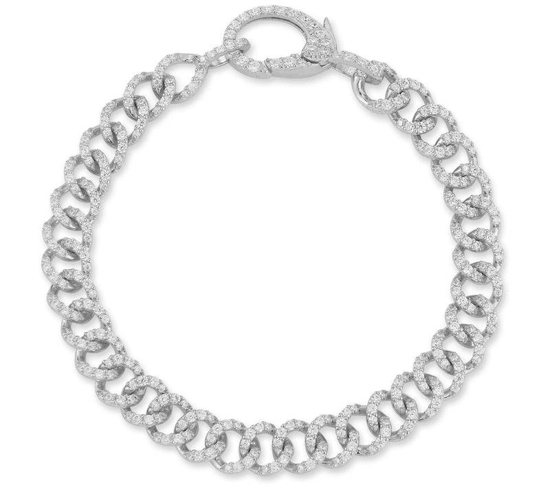 Sterlina Silver Pave Curb Link Chain Bracelet,Sterling — Main view