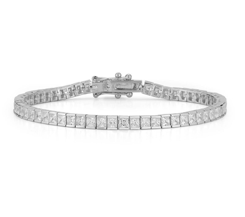 Sterlina Silver Princess Cut Tennis Bracelet, Sterling — View 5